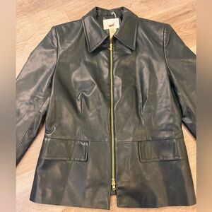 Mondi dark green/black faux leather jacket size 40